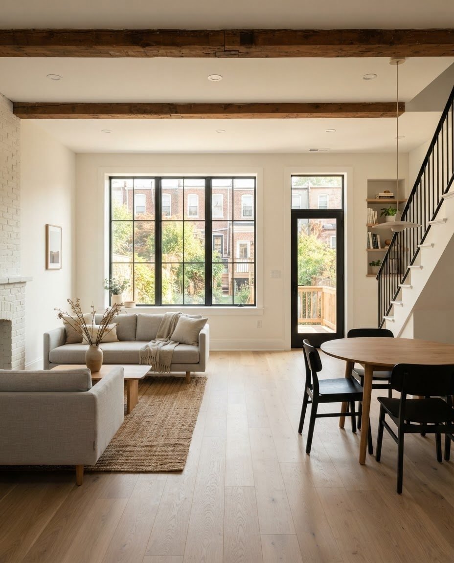 Open-concept renovated living room